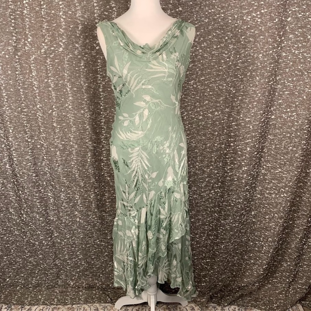 Vintage Jeanne Alexander Asymmetrical Silk Dress Cowl Neck Y2K Fairy Women's
